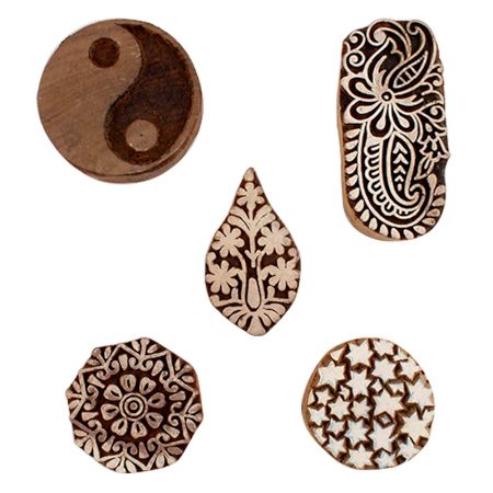 Set of 5 Piece New Mix Wooden Printing Blocks